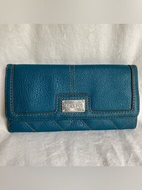 Relic Ladies Leather Wallet Folding Dark Teal 7.5 X 4 Inches